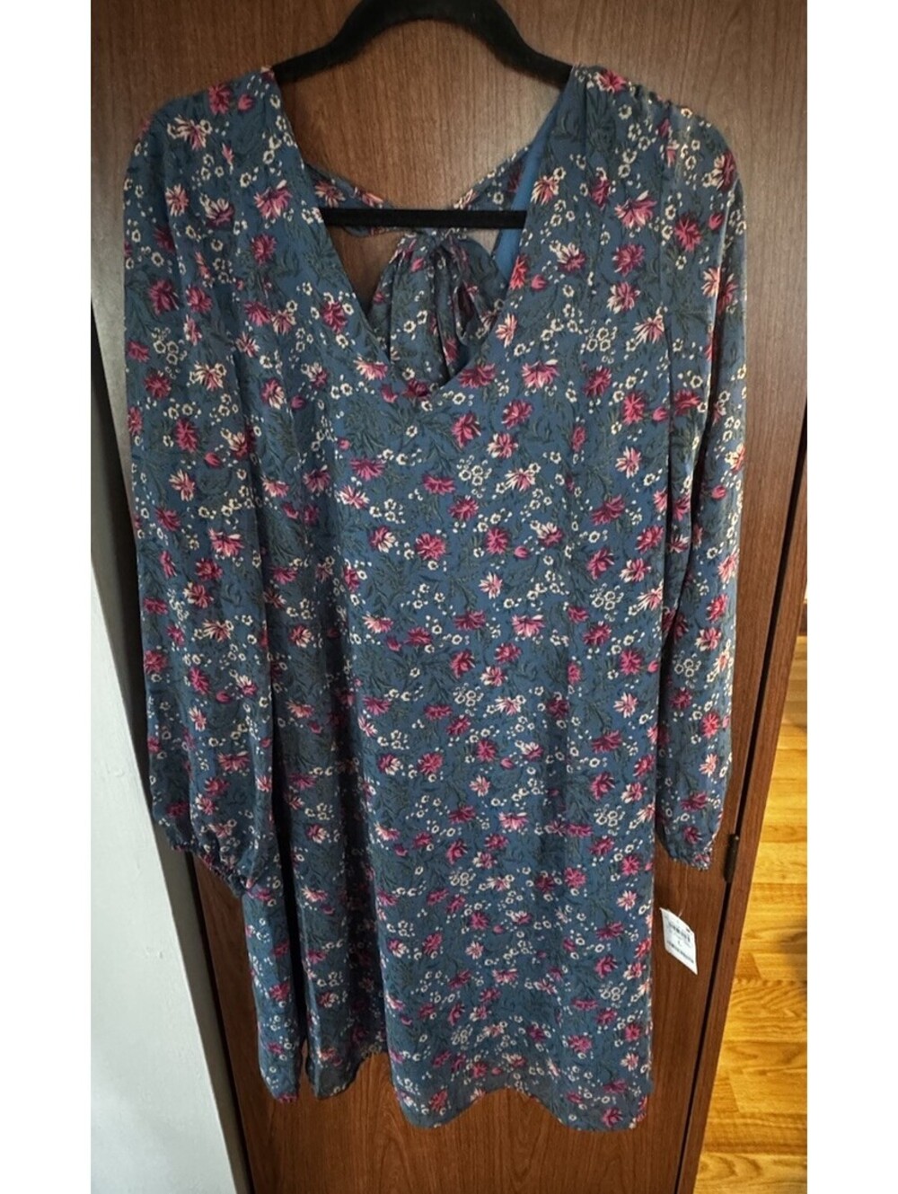 INC International Concepts Womens L Aqua Floral Sheer Sleeve Dress NWT